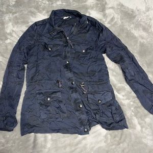 Long Dark blue camo Zip-Up Jacket